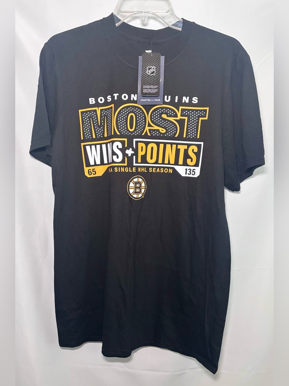 Men’s Boston Bruins Black Most Ever NHL Wins + Points T-shirt Medium